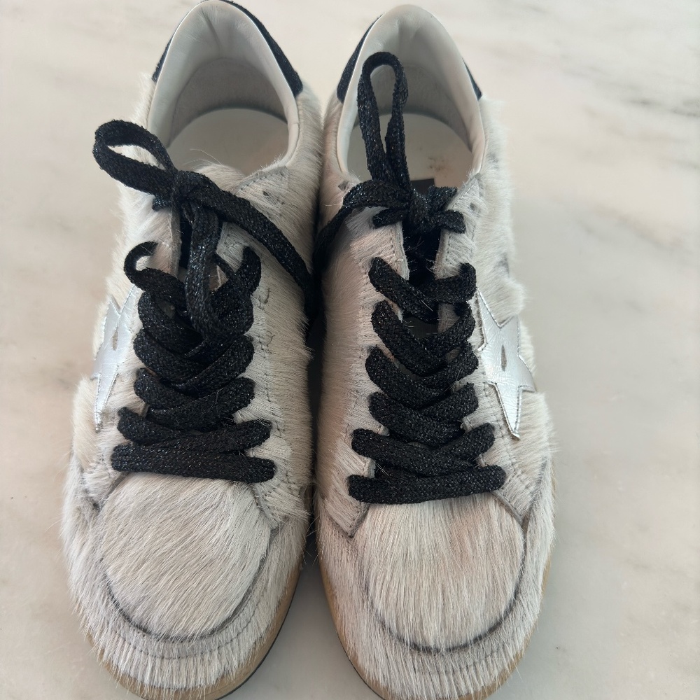 Golden Goose Ball Star 'White Fur', Sz 36, Like New